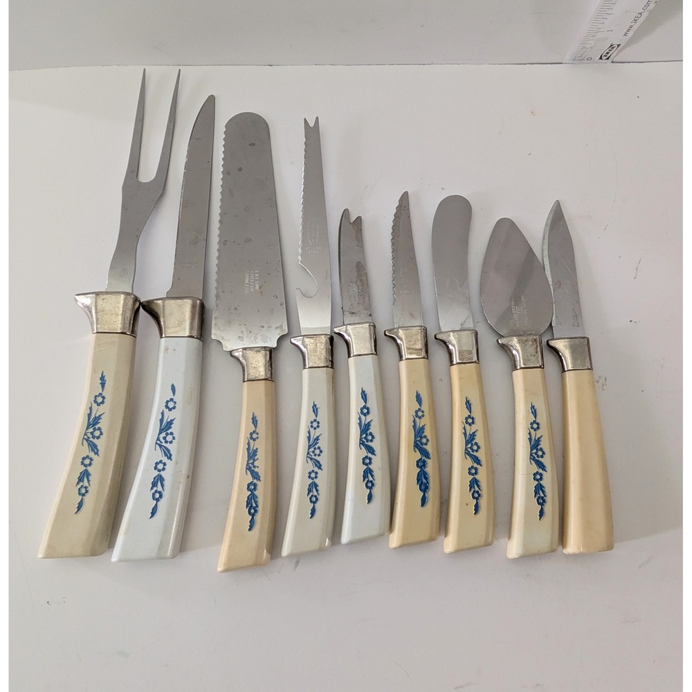 Vintage Lifetime Cutlery Corn Flower 9pc Set Sheffield Stainless Serveware